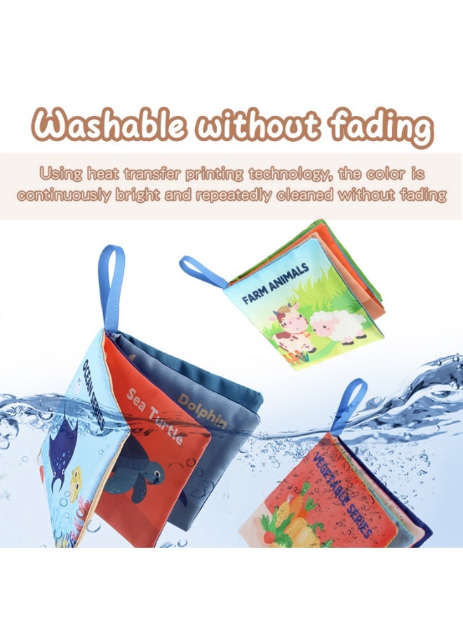 اسرلي وايت مجموعة من 6 كتب قماشية ناعمة للأطفال الرضع، تصدر صوت حفيف عند لمسها. - Image 2